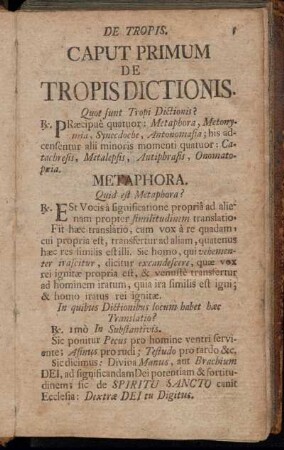 Caput Primum De Tropis Dictionis.