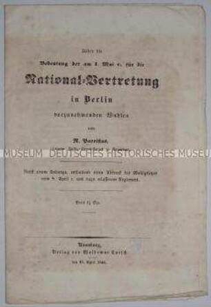 Bekanntmachung über die Bedeutung der Wahlen für die Nationalvertretung