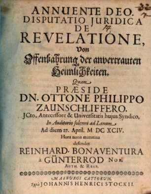 Disp. iur. de revelatione