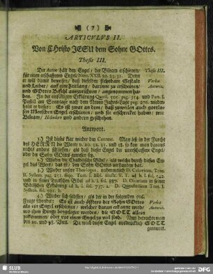 Articulus II. Von Christo Jesu dem Sohne Gottes