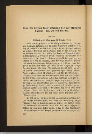 Von der dritten Note Wilsons bis zur Antwort darauf