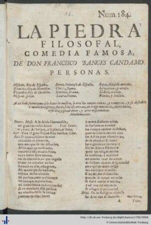 La Piedra Filosofal: Comedia Famosa.