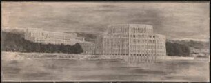 Völkerbundpalast, Genf: Perspektivische Ansicht vom See her (von Inv.Nr. 3431)
