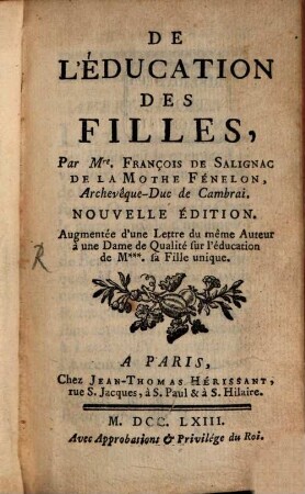 De l'éducation des filles