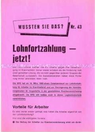 Propagandaschrift der SPD zur Bundestagswahl 1969 (Wußten Sie das?, Nr. 43)