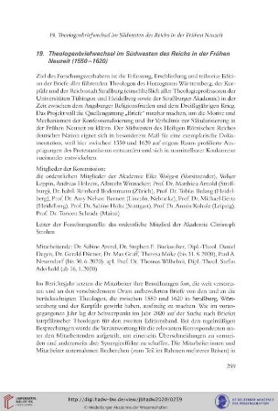 19. Theologenbriefwechsel im Südwesten des Reichs in der Frühen Neuzeit (1550−1620)