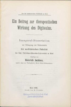 Ein Beitrag zur therapeutischen Wirkung des Digitoxins
