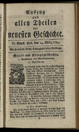 XI. Stück, Cob. den 14. Merz, 1759.
