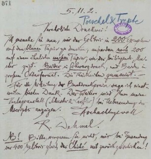 Brief an Poeschel & Trepte
