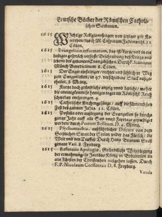Teutsche Bücher der Römischen Catholischen Scribenten.
