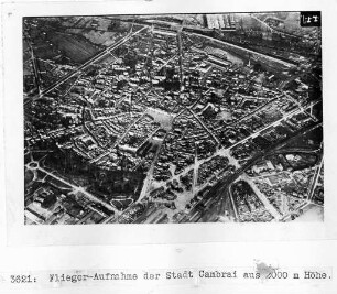 Erster Weltkrieg. Stadtansicht von Cambrai