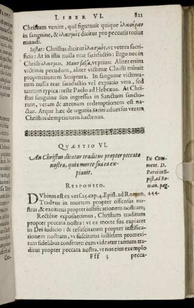 Quæstio VI. - Quæstio XVI.