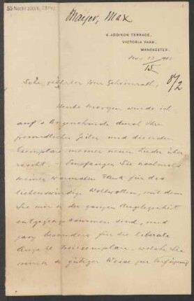 Brief an B. Schott's Söhne : 13.11.1905