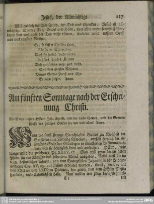 Am fünften Sonntage nach der Erscheinung Christi
