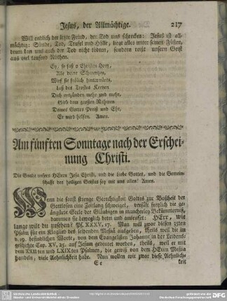 Am fünften Sonntage nach der Erscheinung Christi