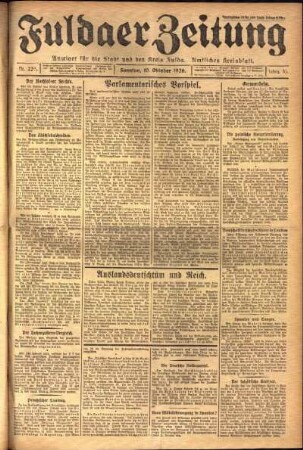 Erste Ausgabe vom Sonntag, den 10. Oktober 1926.
