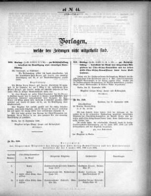 Anlage: ad No. 44 (709-711.), Vorlagen, welche den Zeitungen nicht mitgeteilt sind