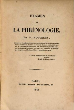 Examen de la phrénologie