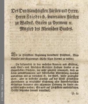 Hypothekenverordnung 1807