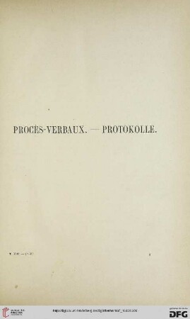 Procès-verbaux: Protokolle