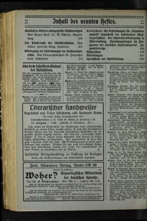 Inhalt des neunten Heftes