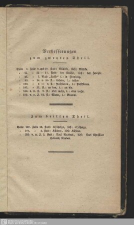 Verbesserungen zum zweyten Theil