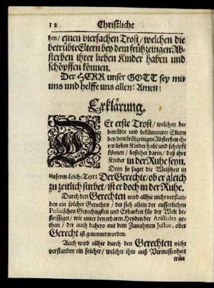 Erklärung.[Der erste Trost/ ...]