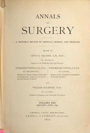 Annals of surgery : a monthly review of surgical science and practice, 21. 1895