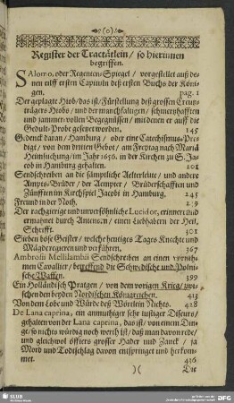 Register der Tractätlein, so hierinnen begriffen
