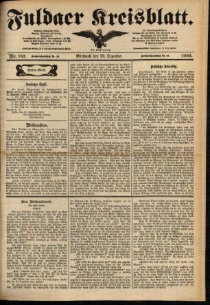 Erste Ausgabe vom Mittwoch, den 23. Dezember 1903.