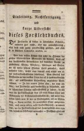 Einleitung, Rechtfertigung und kurze Uibersicht dieses Forstlehrbuches.