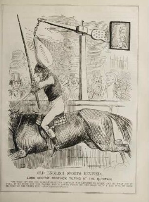 Old English sports revived. Lord George Bentinck at the quintain