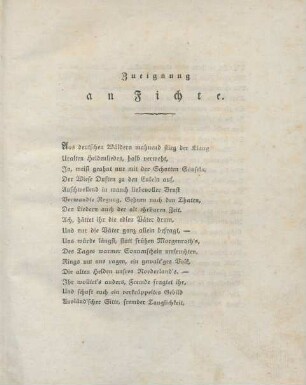 Zueignung an Fichte