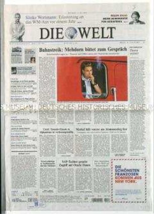 Tageszeitung "Die Welt" zum Streik bei der Deutschen Bahn