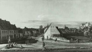 Die Breitegasse zu Pirna : Pirna, Breitegasse mit Postmeilensäule, Bellotto-Gemälde
