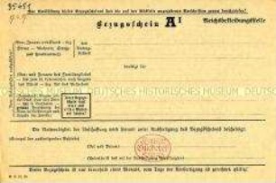 Formular der Reichsbekleidungsstelle