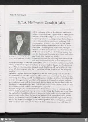 E.T.A. Hoffmanns Dresdner Jahre
