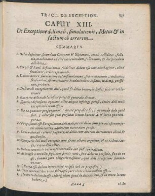 Caput XIII. De Exceptione doli mali, simulationis, Metus & in factum ob errorem