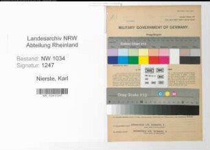 Entnazifizierung Karl Nierste , geb. 19.09.1905 (Stabsintendant)