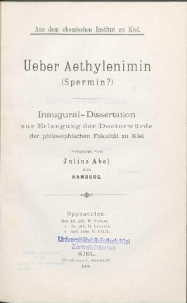 Ueber Aethylenimin (Spermin?)
