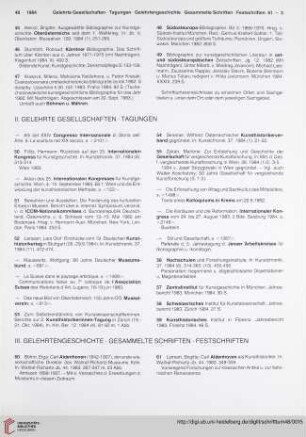 III. Gelehrtengeschichte. Gesammelte Schriften. Festschriften