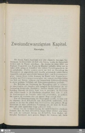 Zweiundzwanzigstes Kapitel. Wasserglas
