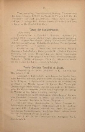 Verein Deutscher Touristen in Brünn.
