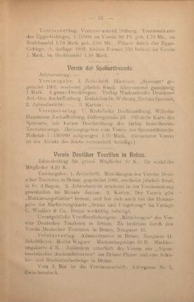 Verein Deutscher Touristen in Brünn.