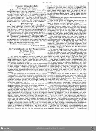 Die Uhrenindustrie auf der Weltausstellung in Chicago 1893 (Fortsetzung)