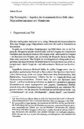 Die Powergirls - Aspekte des kommunikativen Stils einer Migrantinnengruppe aus Mannheim