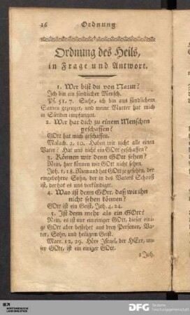 Ordnung des Heils, in Frage und Antwort.