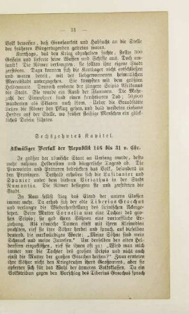 Sechszehntes Kapitel. Allmäliger Verfall der Republik 146 bis 31 v. Chr.