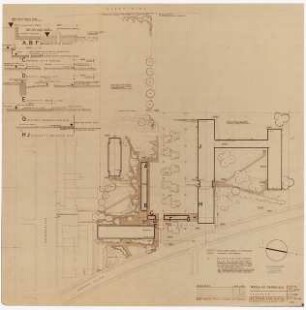 Firma Wella, Darmstadt Grünplanung: Lageplan, Schnitte 1:500 (Zeichnung des Architekten)