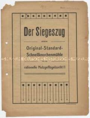 Der Siegeszug unserer Original-Standard-Schnellknochenmühle und die rationelle Geflügelzucht!!